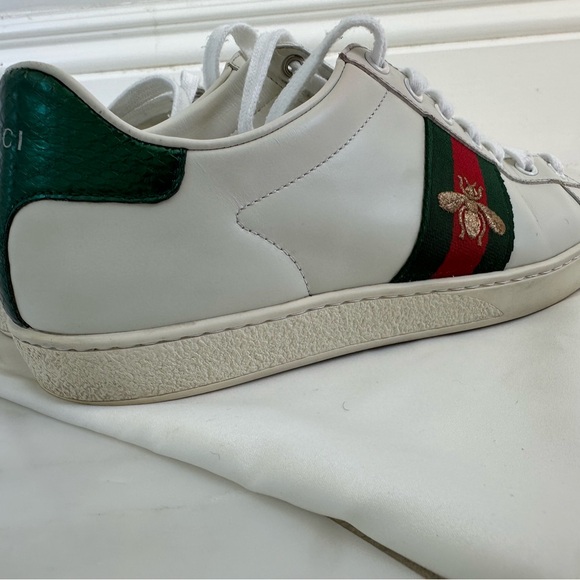 Gucci White Leather Ace Sneakers - Picture 2 of 10